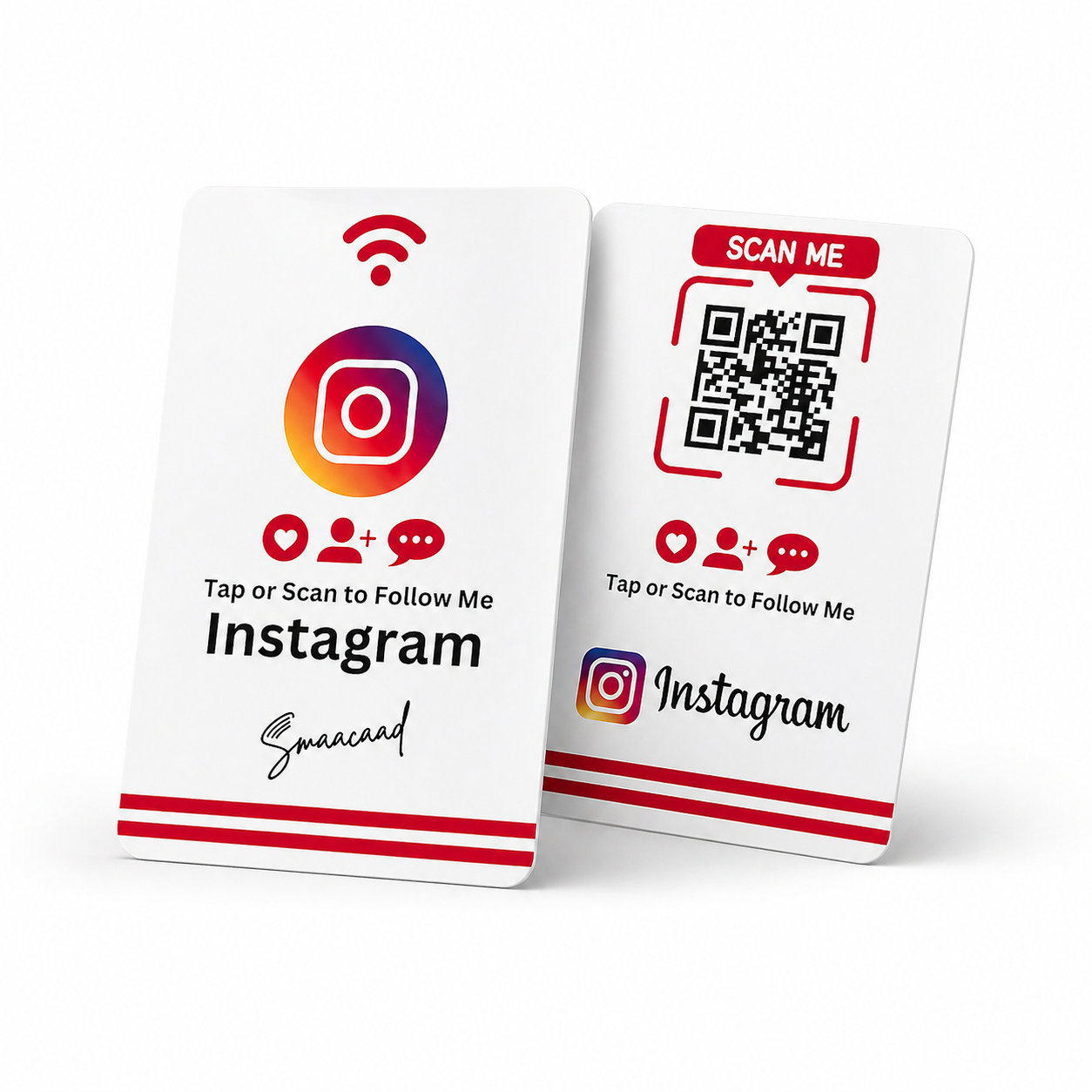 Instagram NFC Business Card with QR Code – Front and Back View Instagram NFC Business Card with QR Code – Front and Back View